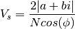 V_{s} = \frac{2|a+bi|}{Ncos(\phi)}
